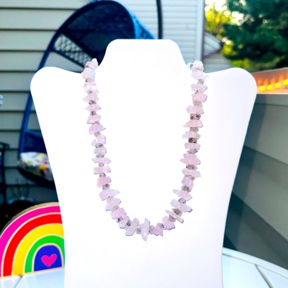 Herkimer diamond and rose quartz necklace